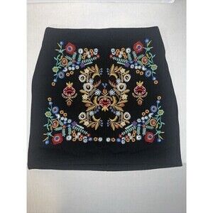 SHEIN Botanical Embroidered High-Rise‎ Mini Skirt Size small Short Bold Print